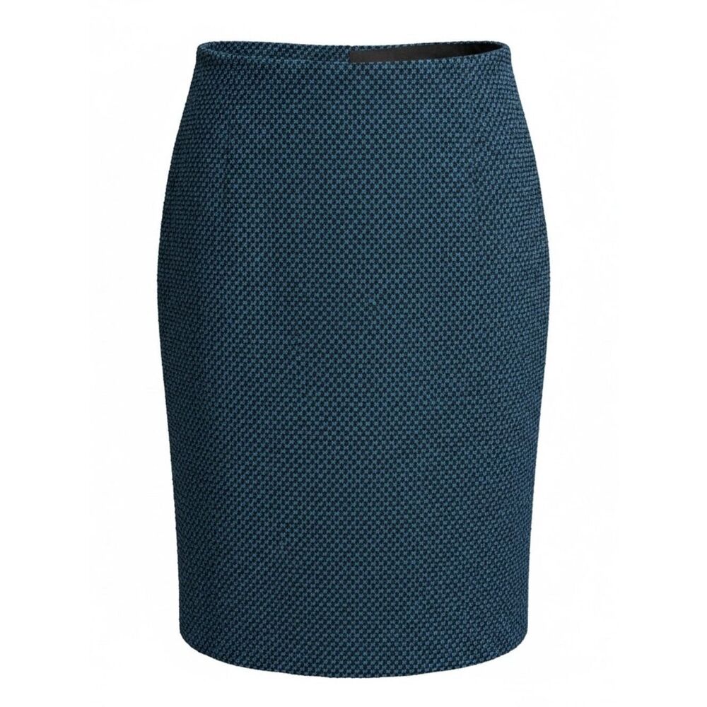Calvin Klein Skirt Womens Petite 10P Blue Black Pencil Knee Fully Lined